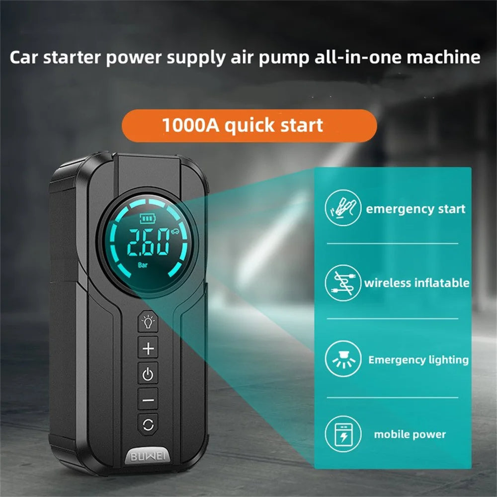 Bomba portatil y encendedor emergencia para batería de carro 8400 MAH