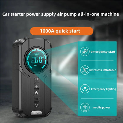 Bomba portatil y encendedor emergencia para batería de carro 8400 MAH